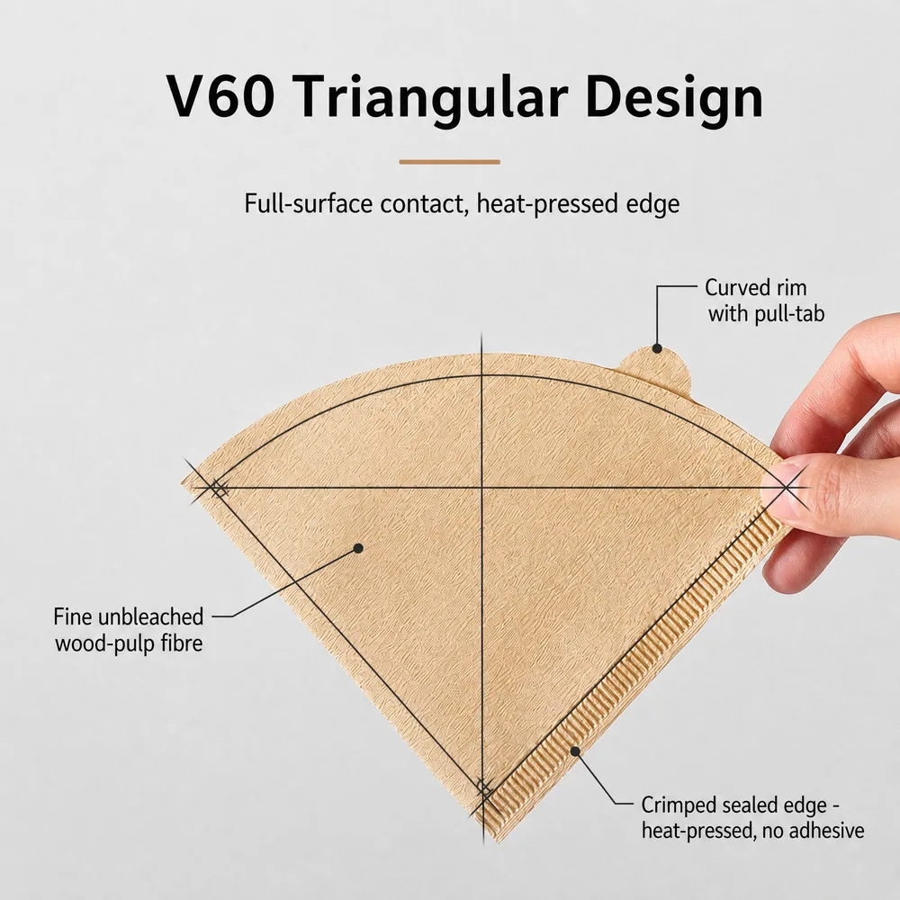 V60 coffee tools 50/100 pieces of filter paper hand-made coffee special cone wood pulp drip filter paper household coffee set