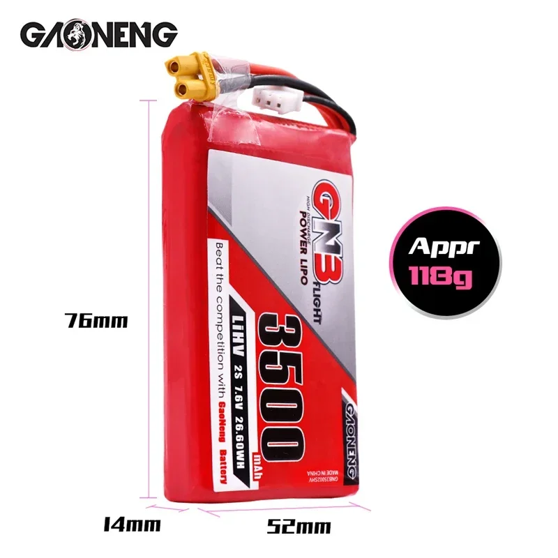 Gaoneng เดิม GNB HV 2S 7.6V 3500mAh MAX 10C แบตเตอรี่ Lipo สําหรับ Frysky Taranis QT7 เครื่องส่งสัญญาณ TX รีโมทคอนโทรล RC อะไหล่