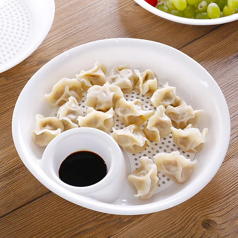 Double Layered Dumpling Plate With Vinegar Dish Multifunctional Dumpling Fruit French Fries Tray Can Drain Water