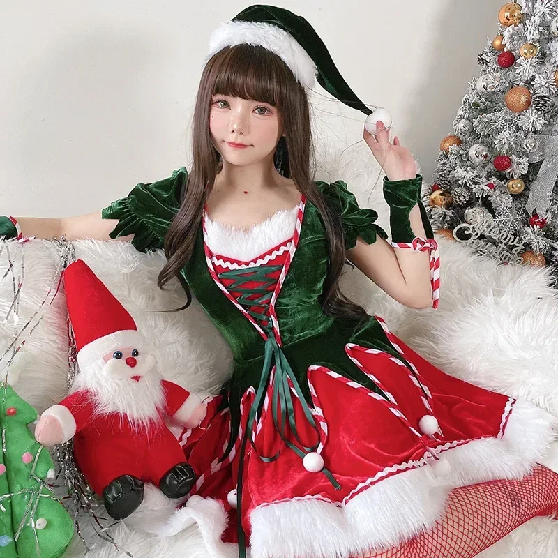 크리스마스 의상 성인 여성 크리스마스 트리 역할 놀이 의상 무서운 복장 의상 산타 클로스 크리스마스 드레스