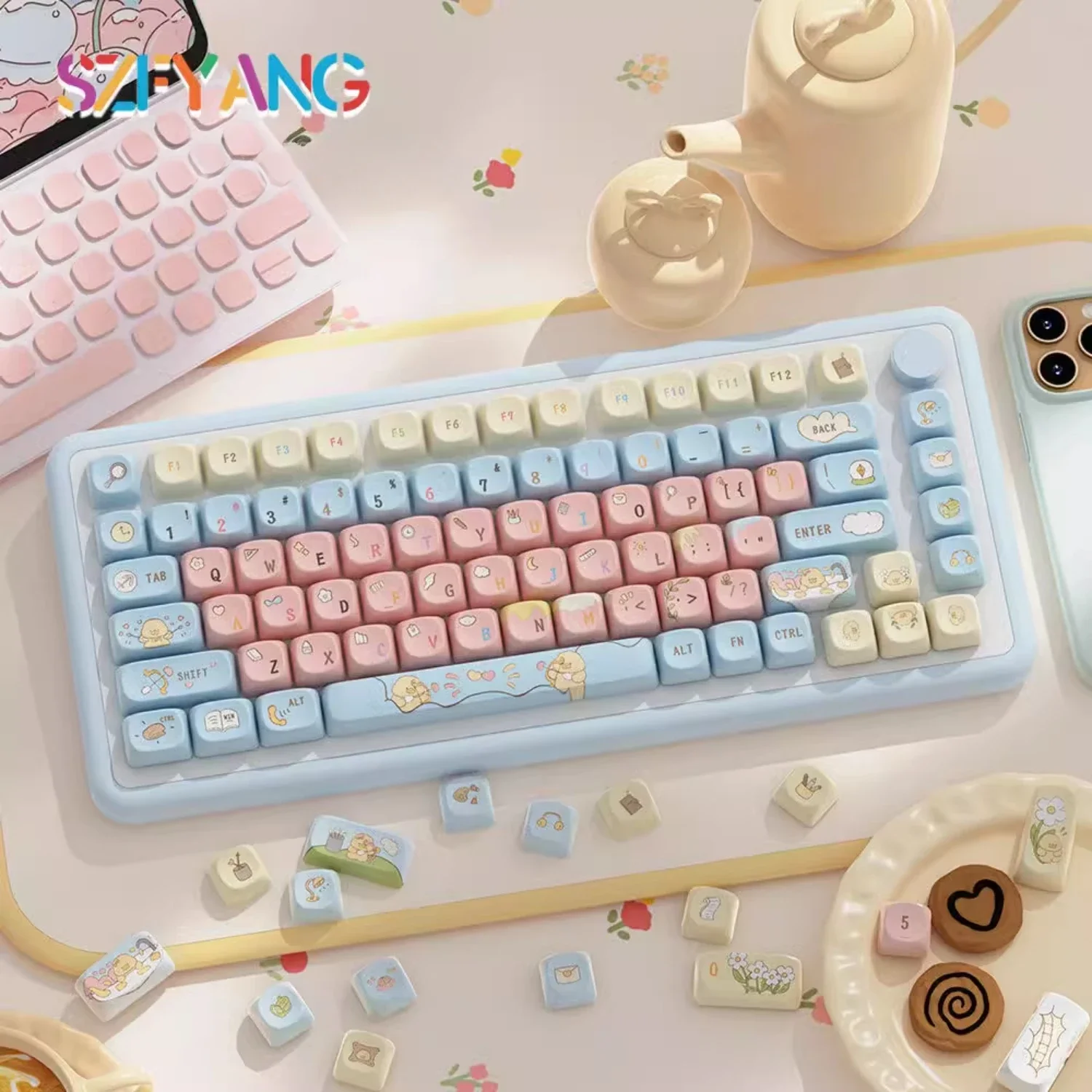 MOA Keycaps 112 Keys/120 Keys PBT Forest Fairy Tale Cute Personalized for 60/64/84/98/108 Gaming Mechanical Keyboard MX Switch