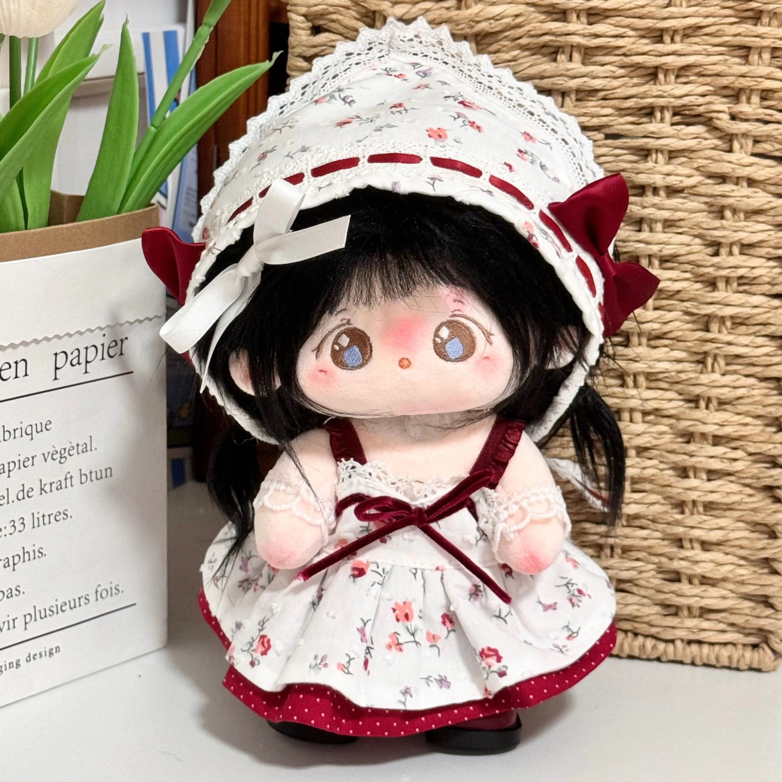 

20cm Plush Doll Clothes Handmade Sweet Cute Bow Lace Headscarf Wristband Sling Dress Shoes Fashion Set For Doll Accessories Toy