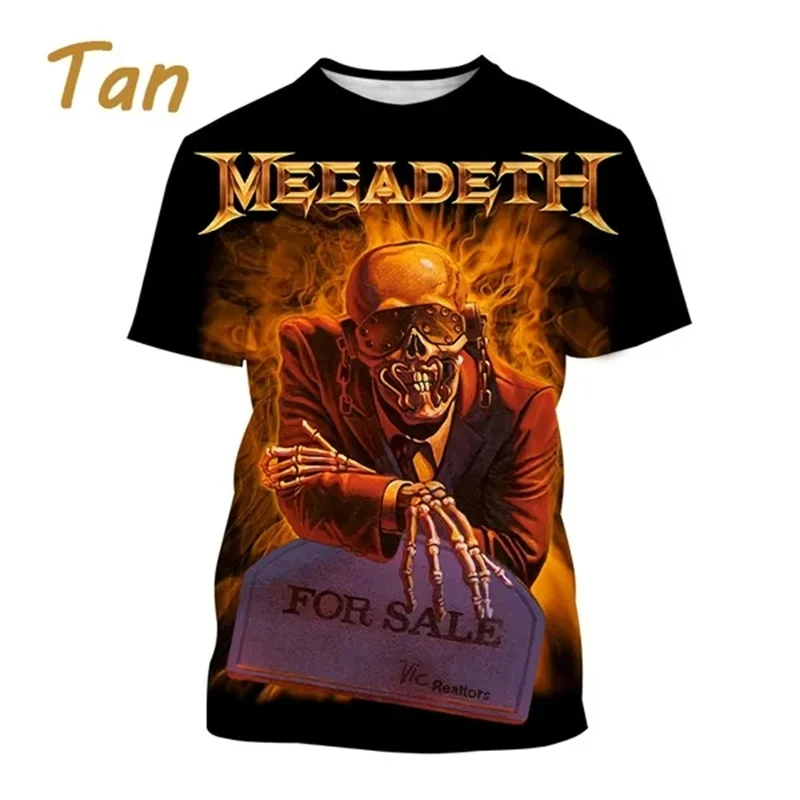 New Fashion Megadeth 3d Printing T Shirts Men Ladies Tops Popular T Shirts Hip Hop Style Short Sleeves Tshirt Boys Vintage Tees