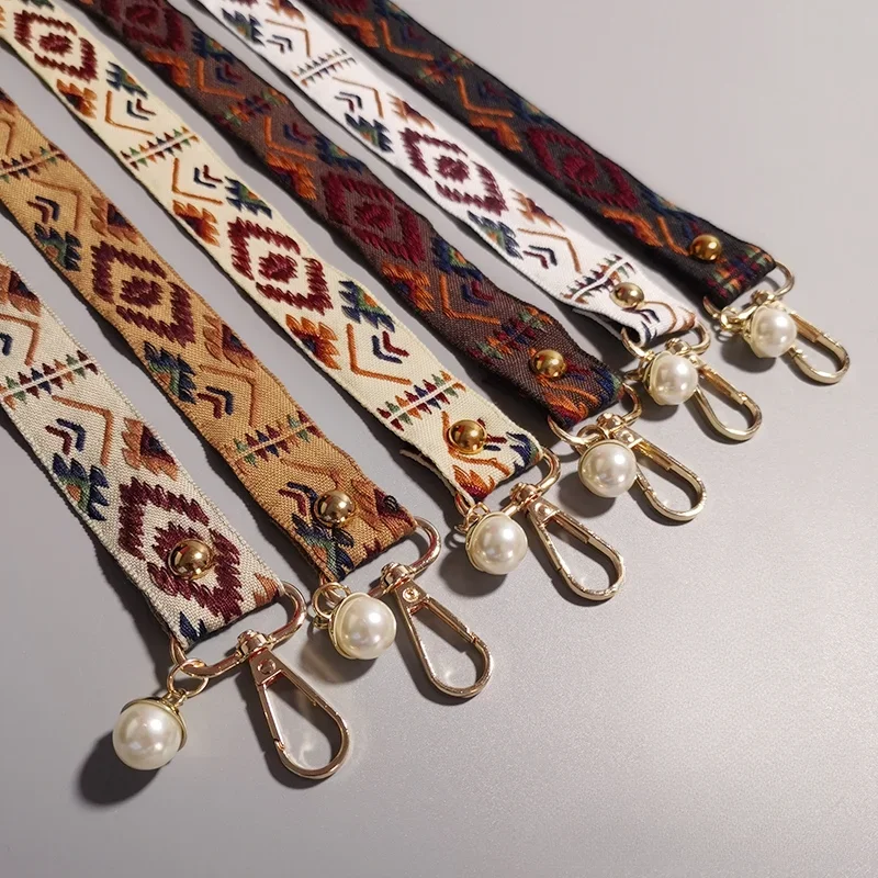 Long Crossbody Can Shoulder Pendant Retro Totem Pattern Pendant Pearl Pendant  Mobile Phone Shell Universal Rope Keychain Strap