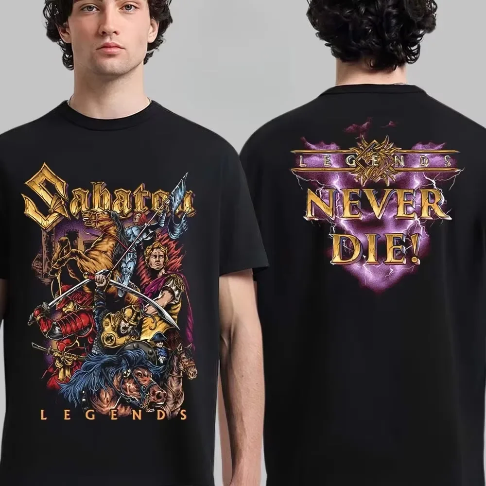 Vault of Legends Purple Legends Never Die Sabaton Band Graphic T-Shirt Cotton Men Women Streetwear Tee