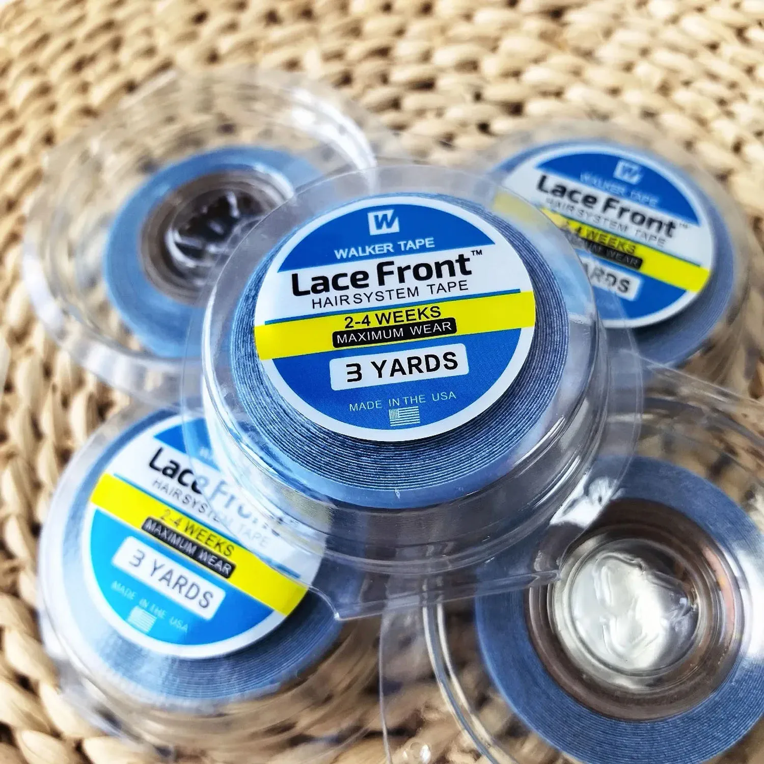 1/5 peças com caixa 0.8/1.0/1.27cm de largura 3 jardas azul ultra hold fita dupla face peruca cola sistema de cabelo fita para peruca