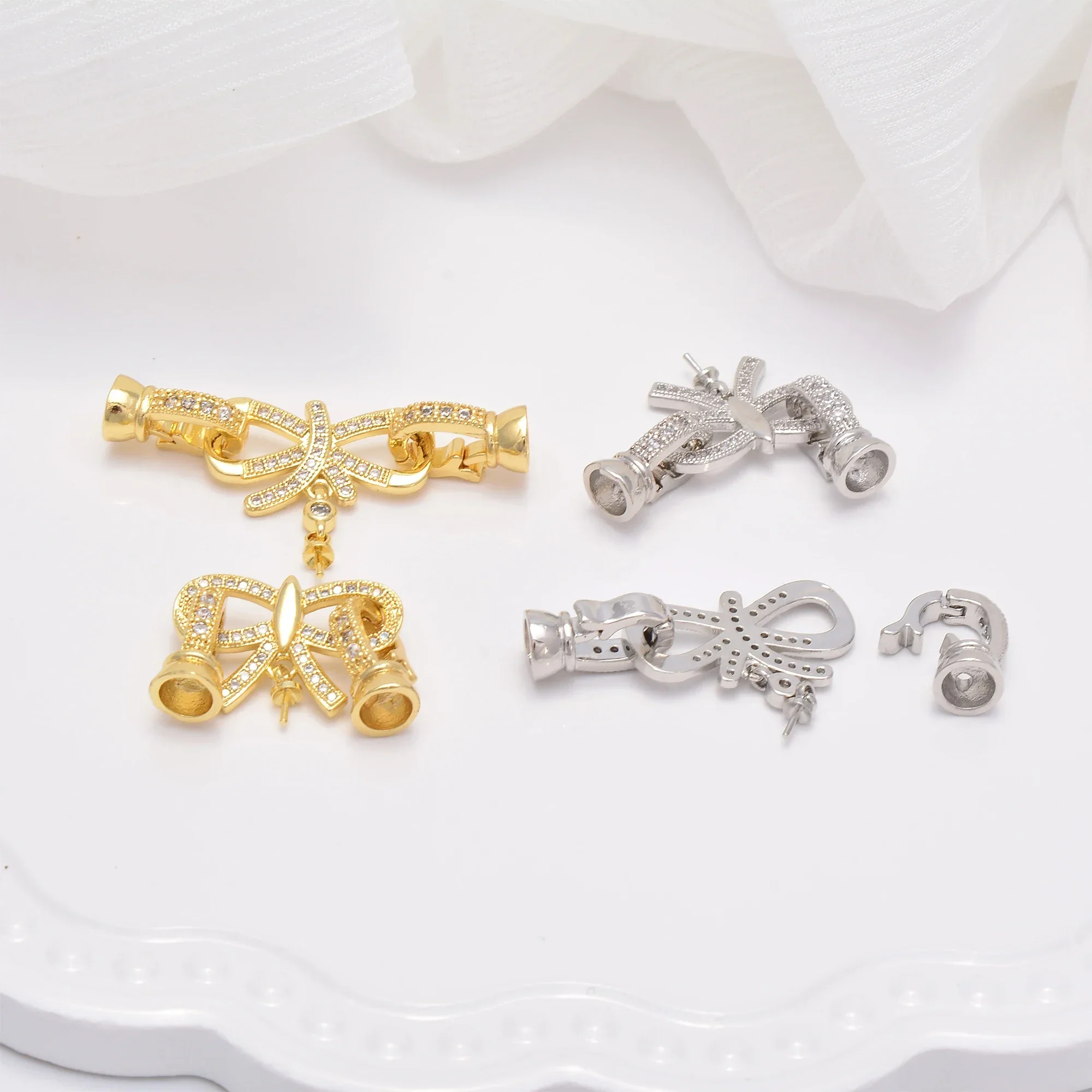 Connectors for Jewelry Chains Making Connector Accessories Charms Jewelry Creation DIY Bracelet Tail Zircon Crystal Wholesale