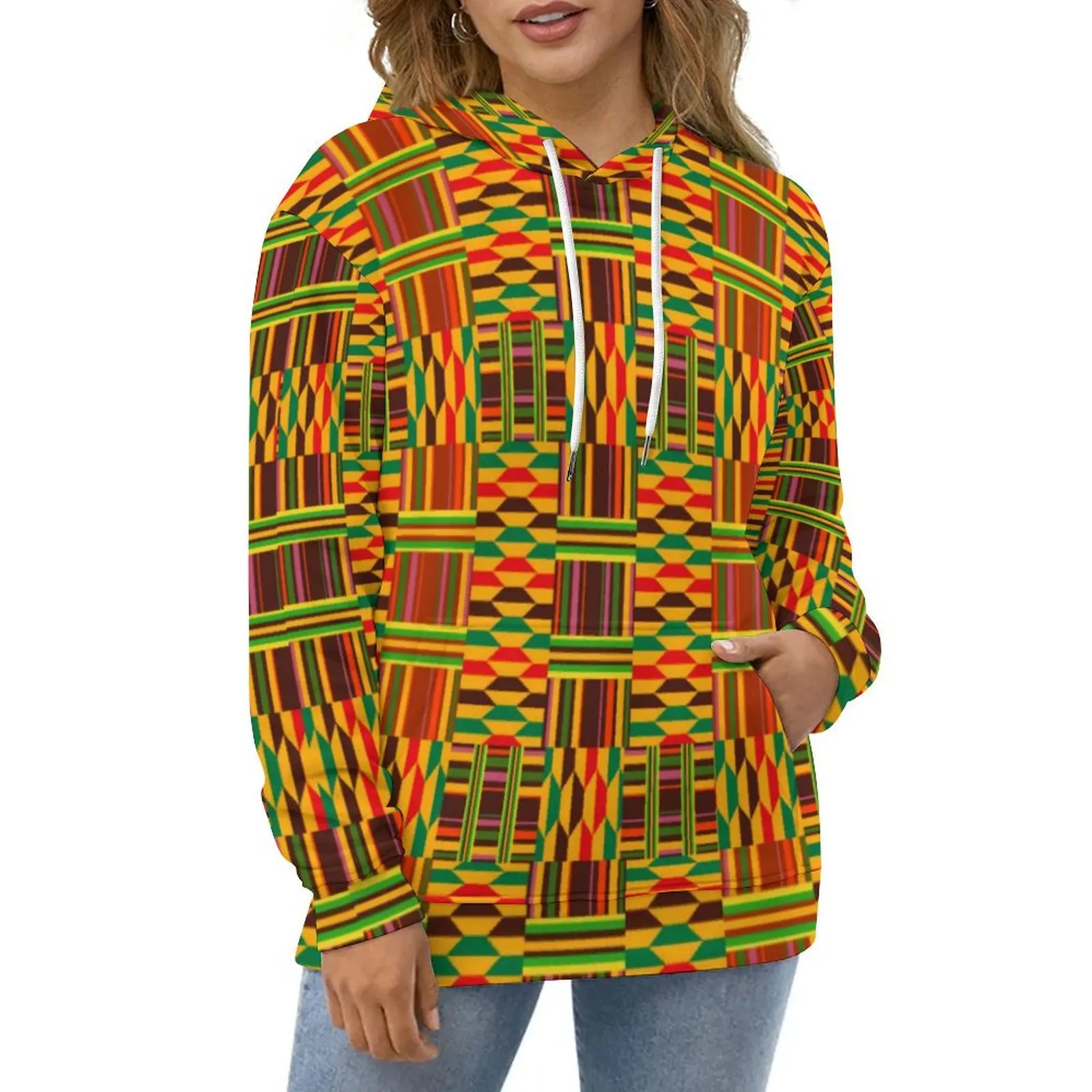 

Винтажные африканские толстовки, красочная уличная одежда Kente, пуловер оверсайз, толстовка унисекс с длинным рукавом, повседневные свитшоты с забавным рисунком