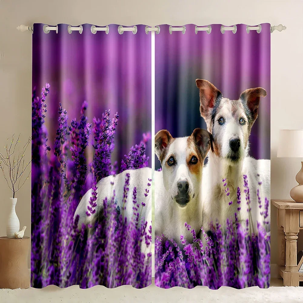 Blackout Curtains with Cats,Kitten With Blue Eyes Lies On Pink Flowers,Cute Room Decor for Girls Bedroom Thermal Window Curtains