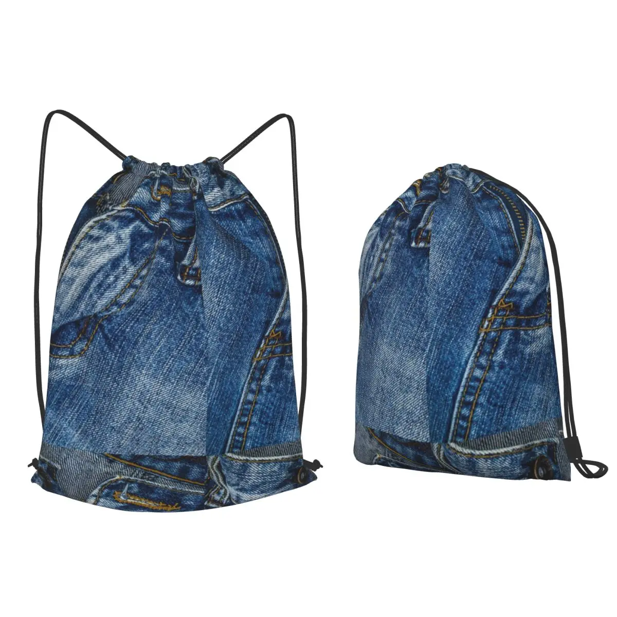 Clothes Button DiagonalUp I Love Bluejeans Denim Backpacks Fashion Drawstring Bags Sundries Bag Book Bags for Man Woman Students