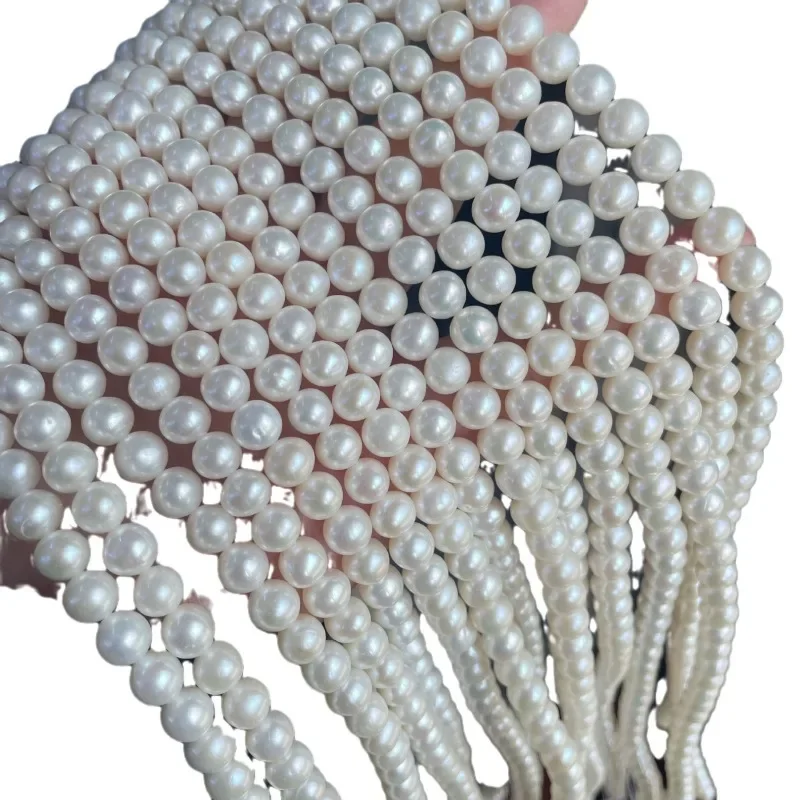 

Очаровательное ожерелье из натурального белого круглого жемчуга диаметром 5-6 мм, стерлинговое серебро 925 пробы, бесплатная доставка