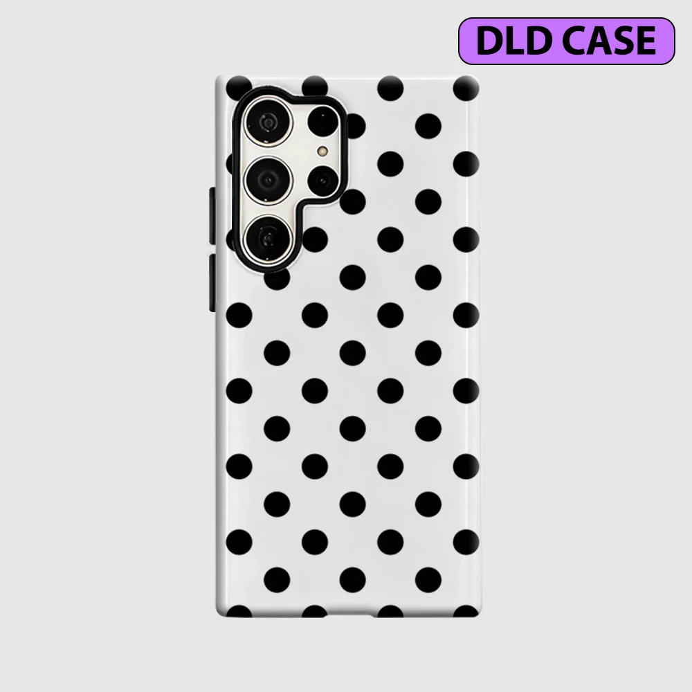 Black Dots Phone Case for Samsung Galaxy S26 S25 Ultra S24 S23 Ultra Plus Shockproof Double Layer Tough Back Cover