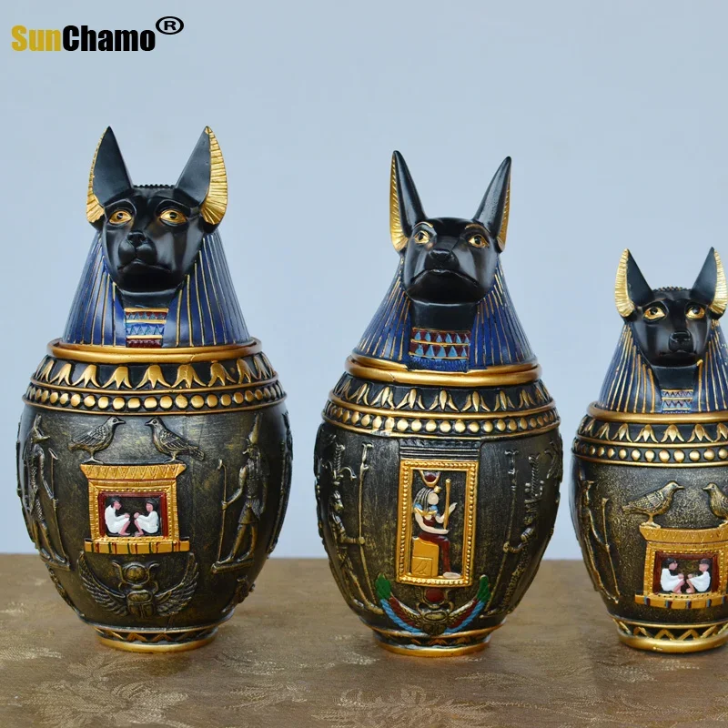 Ancient Egypt Cat God Canopic Jar Storage Figurines Pharaoh Saint Resin Art&Craft Home Decoration Decor