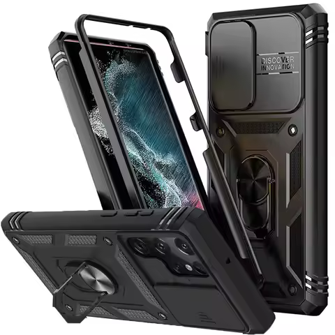 Case For Samsung S22 S21 S20 FE Ultra Plus A53 A33 A22 A52S A52 A32 5G Heavy Duty with Camera 360 Degree Kickstand Cover