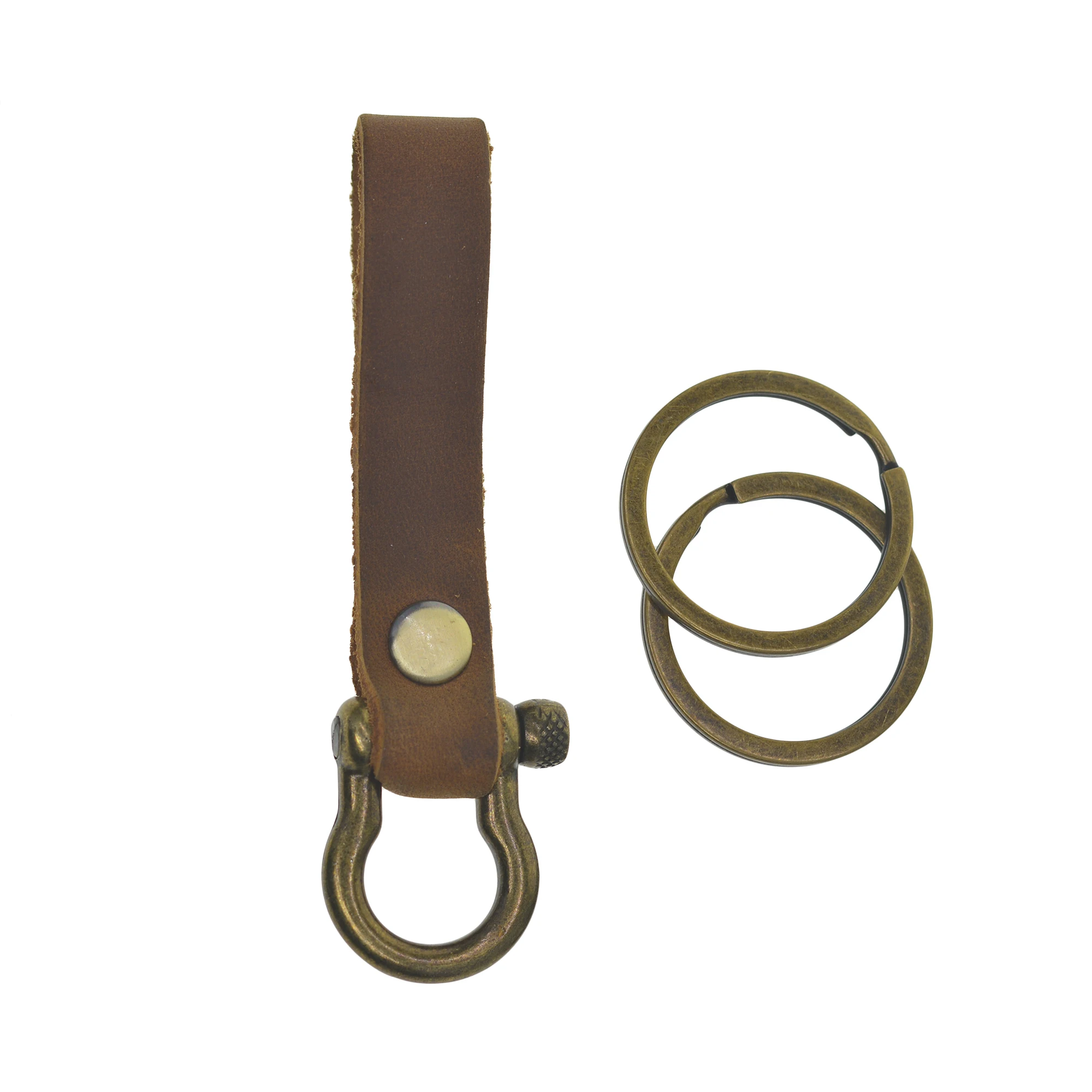 ブロンズメッキの牛革ストラップ,牛のネジ,シャックルキーホルダー,keychring daddy boyfibird,ギフト