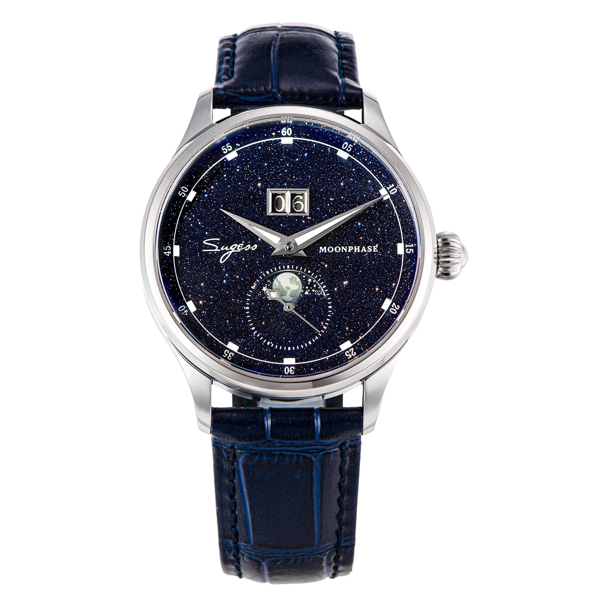 Sugess Moonphase Watch of Men 40mm Automatic Mechanical