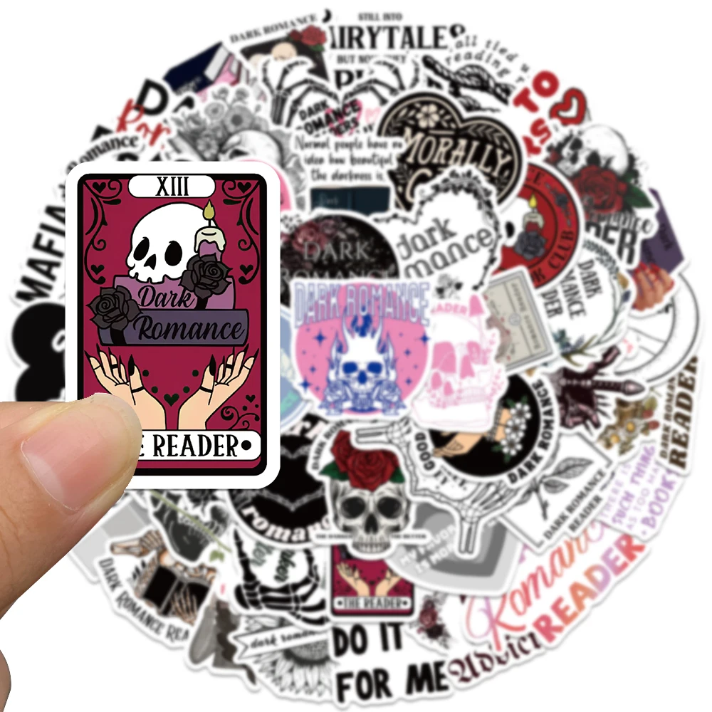 50PCS Dark Romance Skull Vinyl Waterproof Funny Stickers Decals for Water Bottle Laptop Skateboard Scrapbook Luggage Kids Toy