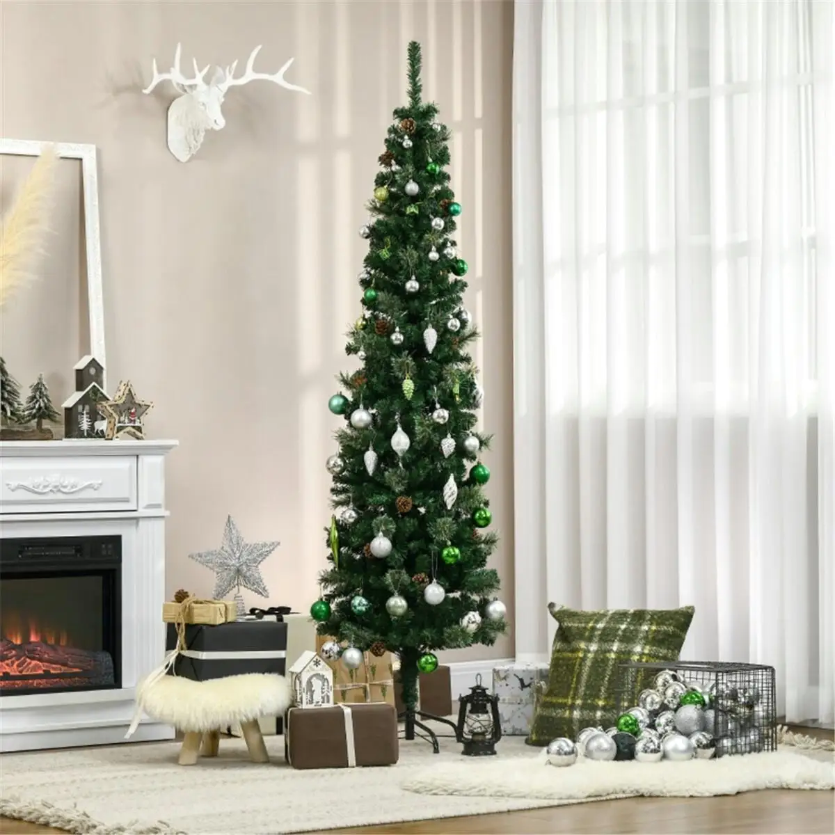 

6.5ft Artificial Christmas Tree - Festive Holiday Decoration for Home, Office & Parties