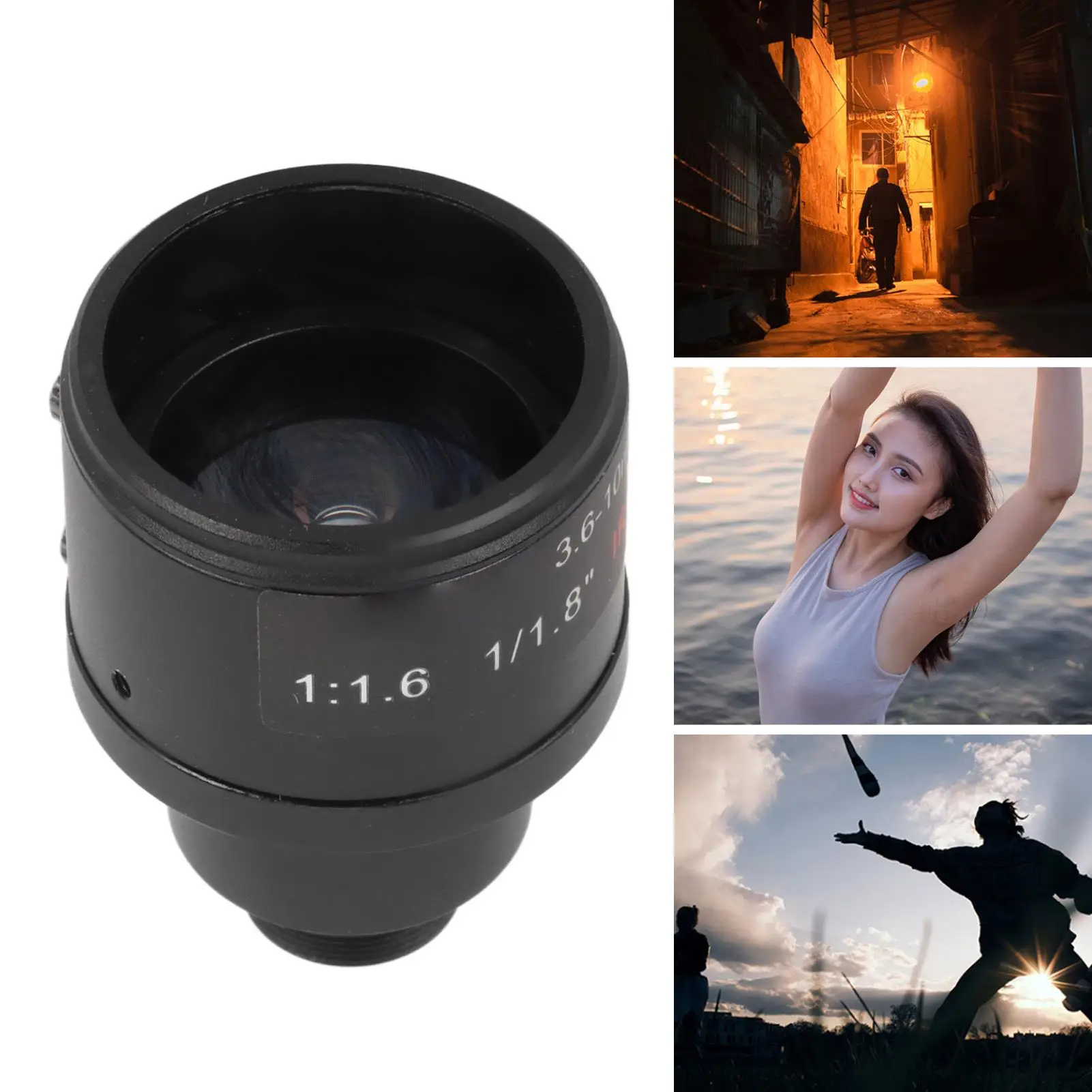 3.6-10mm Manual Focus Camera Lens F1.6 M12 Mount Optical Glass Zoom Lens for ahd Cameras