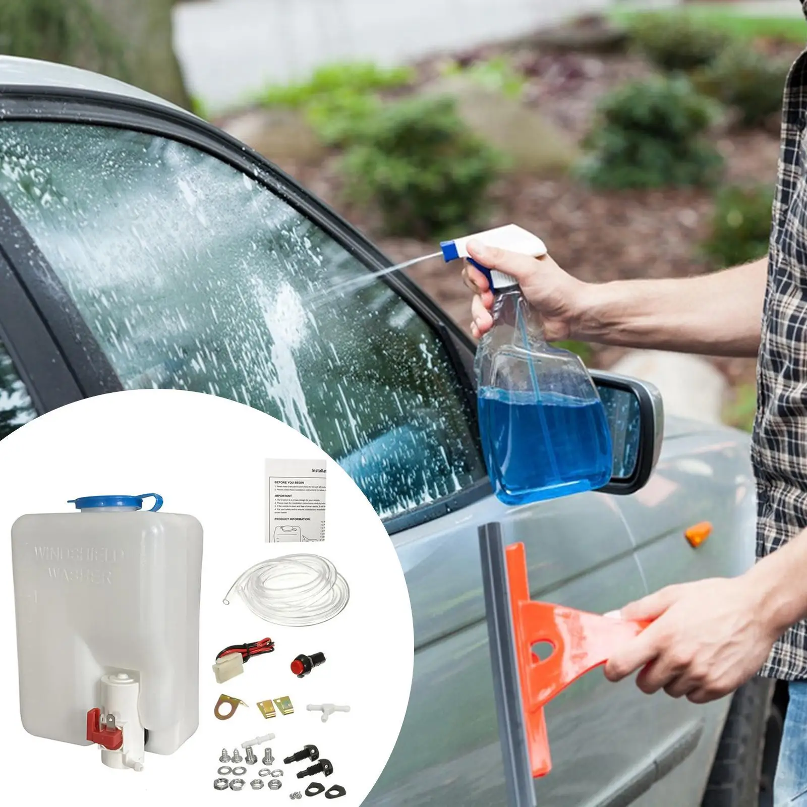 Car Windshield Washer Bottle Kit Practical Complete Set with Switch Compact