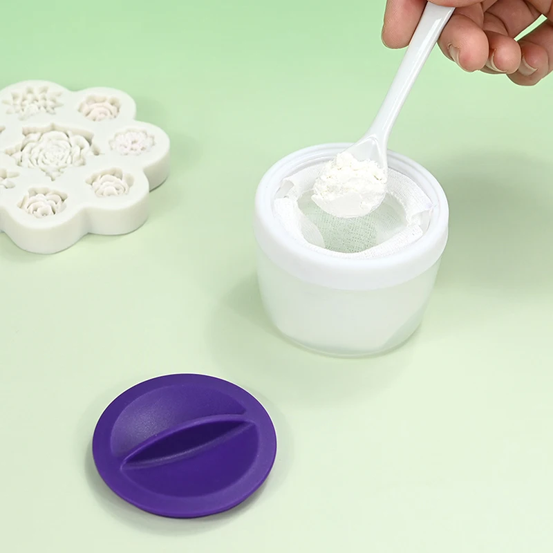 Anti lengket Puff bubuk dengan tempat penyimpanan Flip kue Cookie Flip permen pasta bubuk penyebaran tepung jagung Puff pati