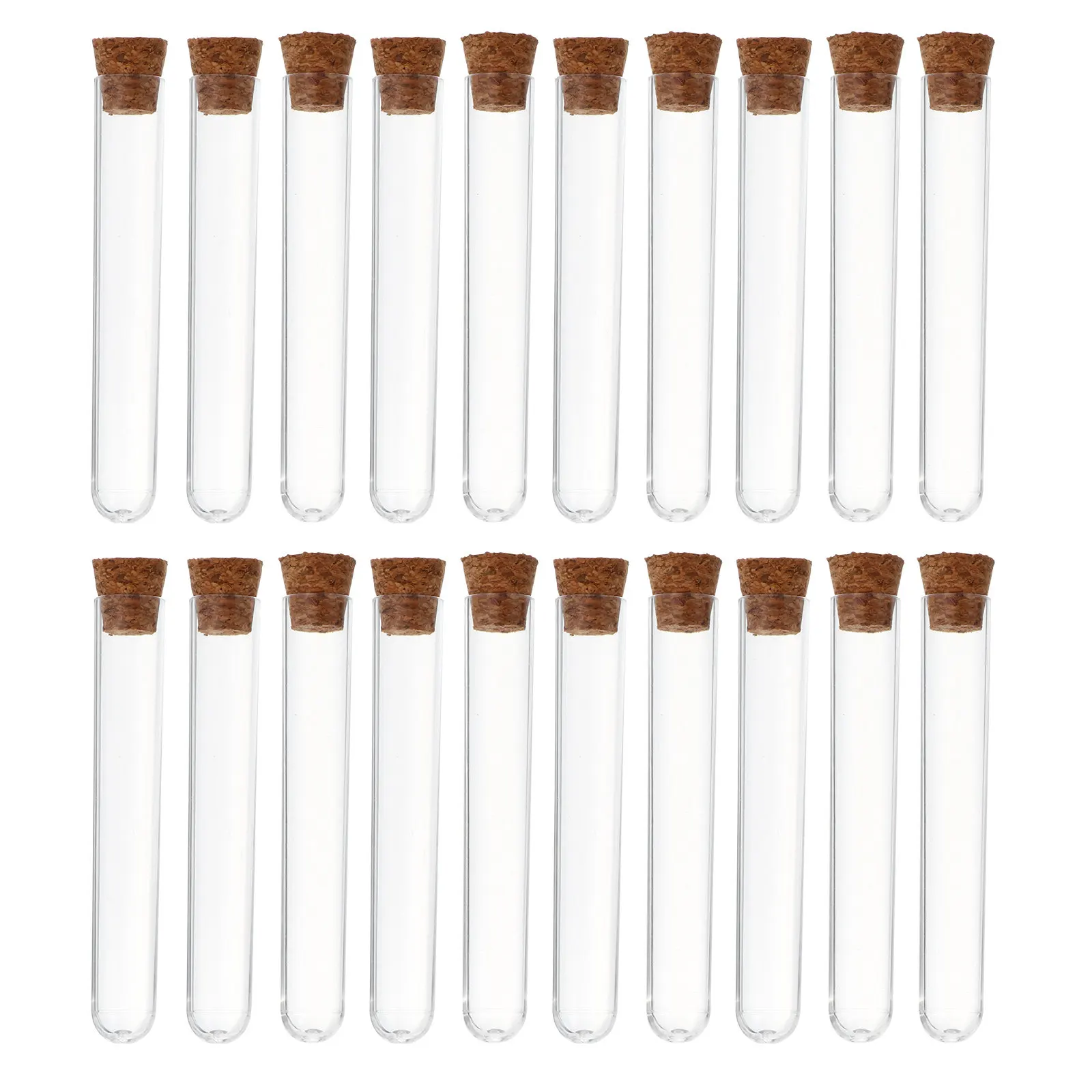 

35Pcs Plastic Test Tubes Wood Corks Transparent Tubes for Scientific Experiments Chemistry Educational Storage Liquid Containers