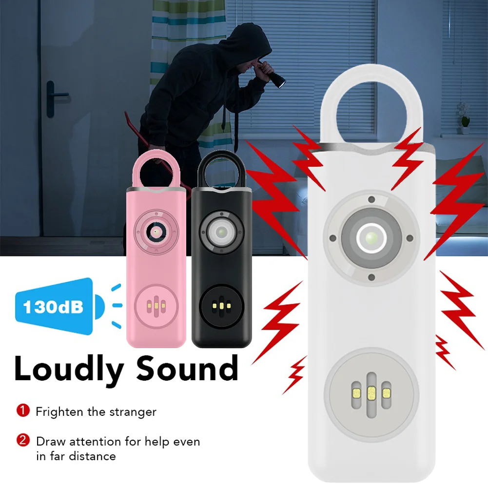 

Брелок аварийной сигнализации, перезаряжаемый, громкий крик, тревожная сигнализация, фонарик, брелки для самообороны для женщин, детей, пожилых людей