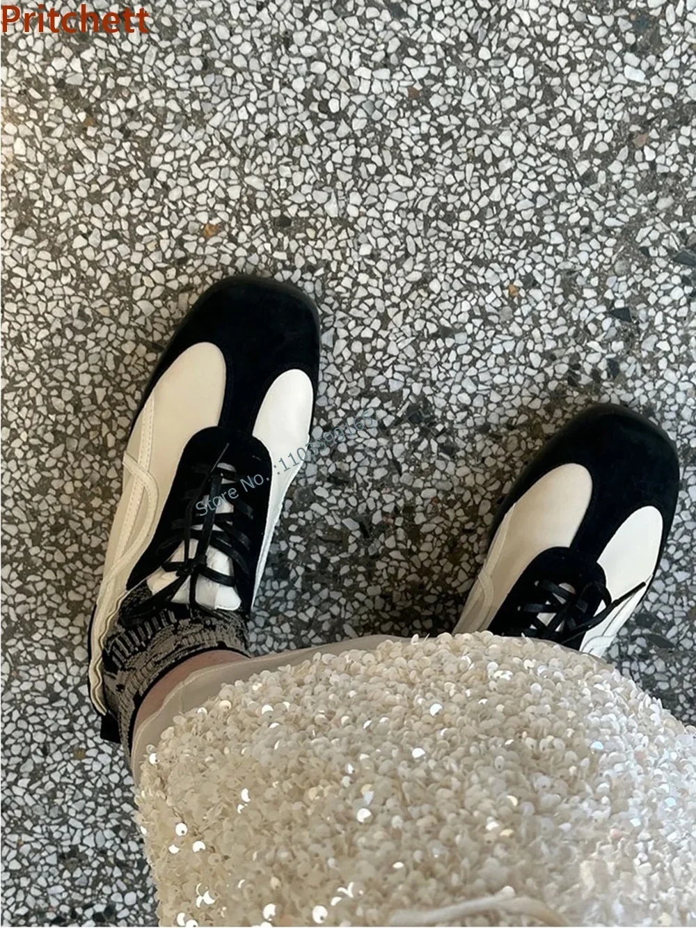 

Real Leather Leisure Shoes Round Toe Mixed Color Flat with Cross Lace Up Shoes Women's Shallow Comfortable Casual Shoes 2024