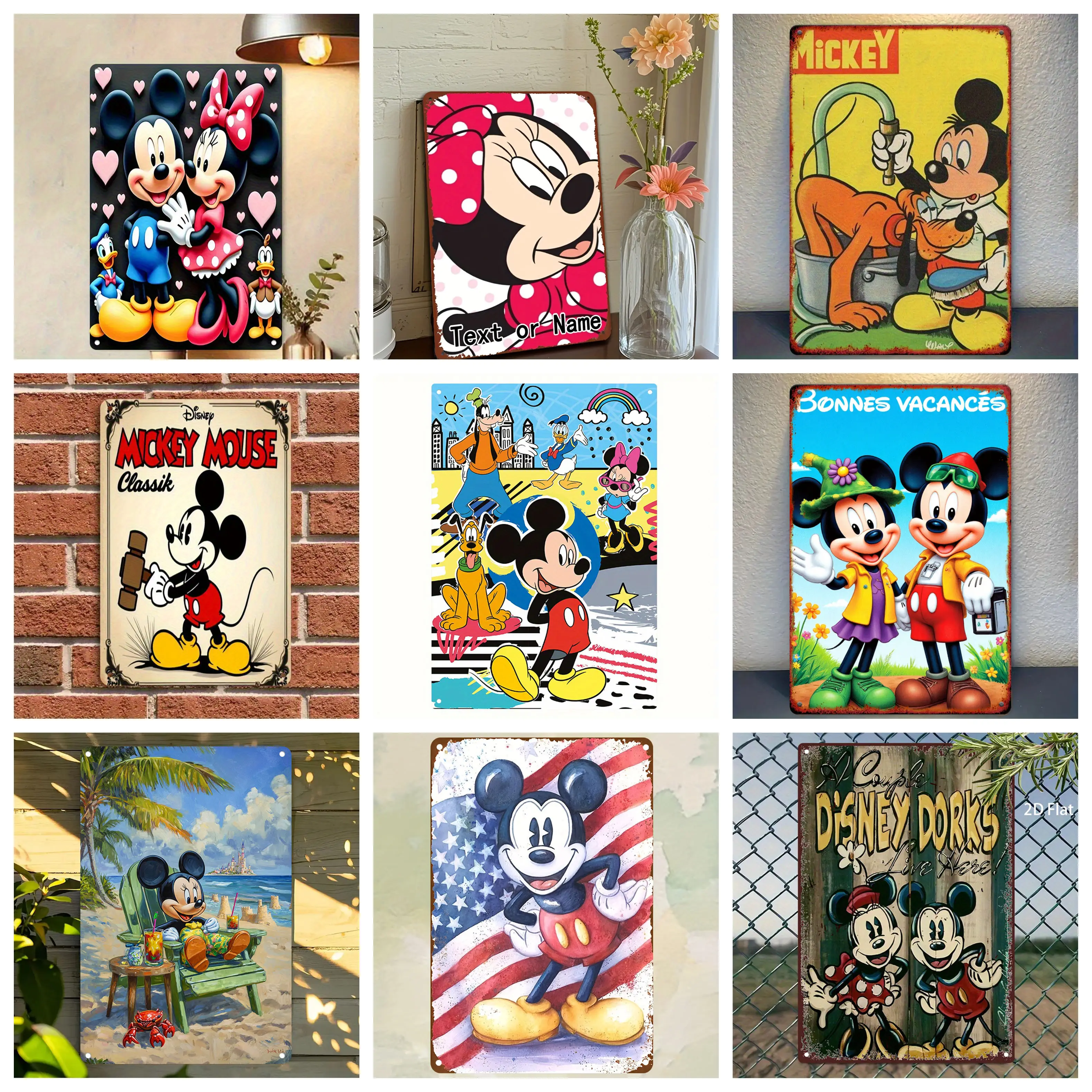 

Miniso Mickey & Minnie Diverse Tin Art Bar Metal Sign, Retro Plaque, Sign, Alcohol Drinker, Pub, Club,Kitchen Wall Decoration