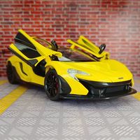 1:24 McLaren P1 alloy supercar model car ornament, door can be opened, children's regenerative sound and light toy car gift