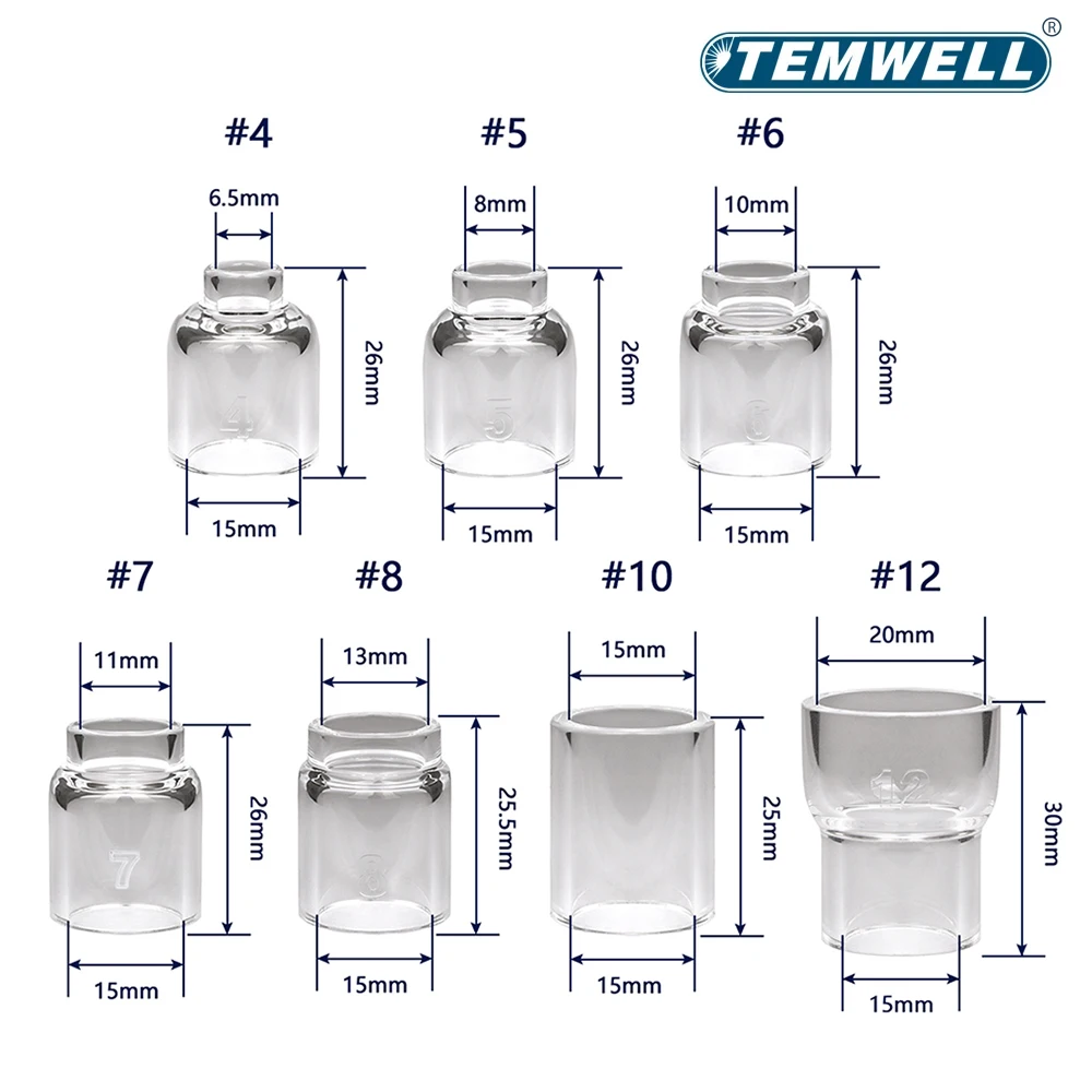 WP9 WP20 WP25 Accessories 30Pcs Stubby Gas Lens TIG Nozzle Pyrex Glass Cup Kit For TIG Welding Torch Soldering Supplies - view 5