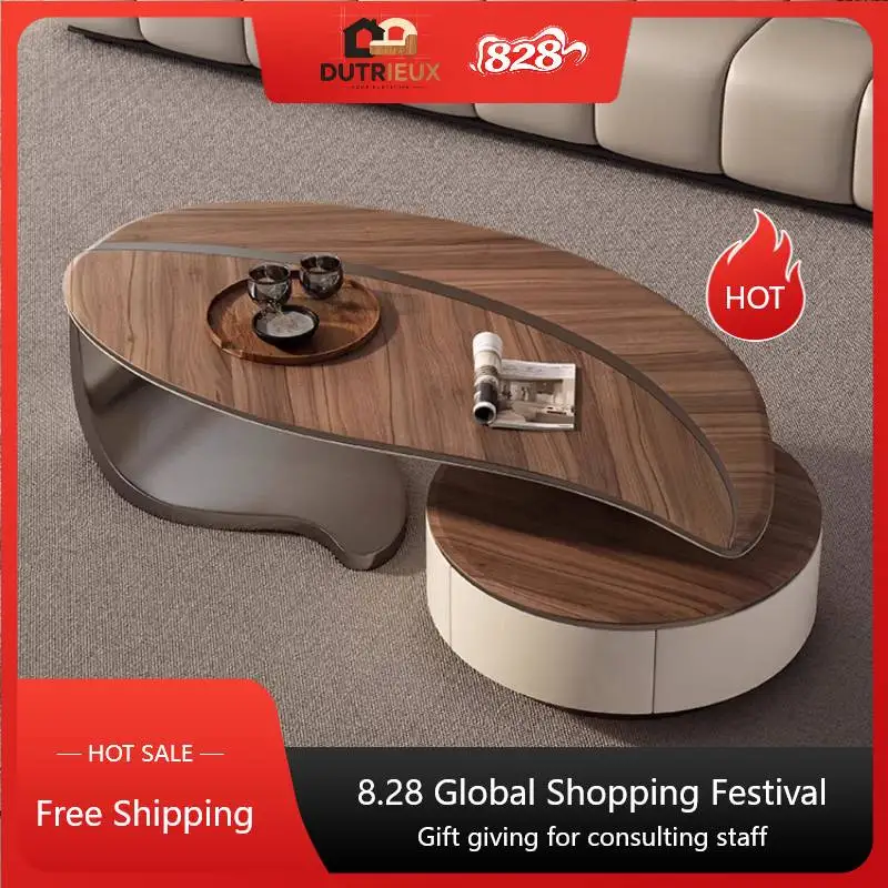 Walnut Brown Coffee Tables Luxury Decoration Apartment Living Room Coffee Tables Bauhaus Designer Muebles Para Hogar Furniture