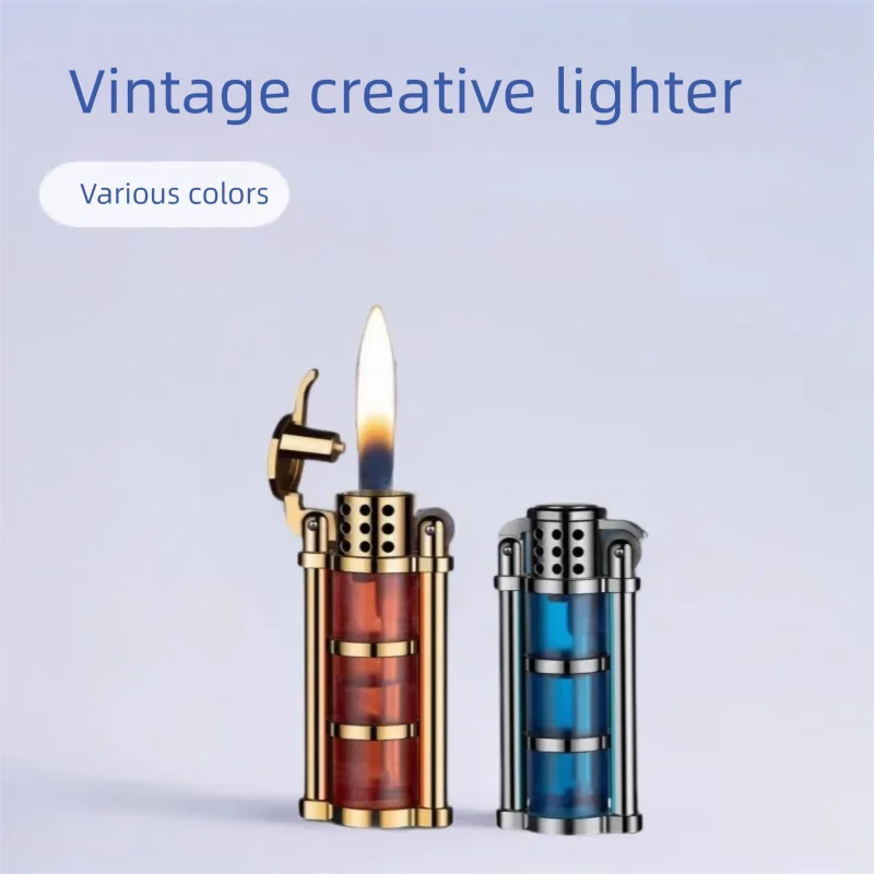 

Vintage Flint Wheel Gas Lighter Refillable Classic Windproof Open Flame Metal Lighter unusual torches lighters butane
