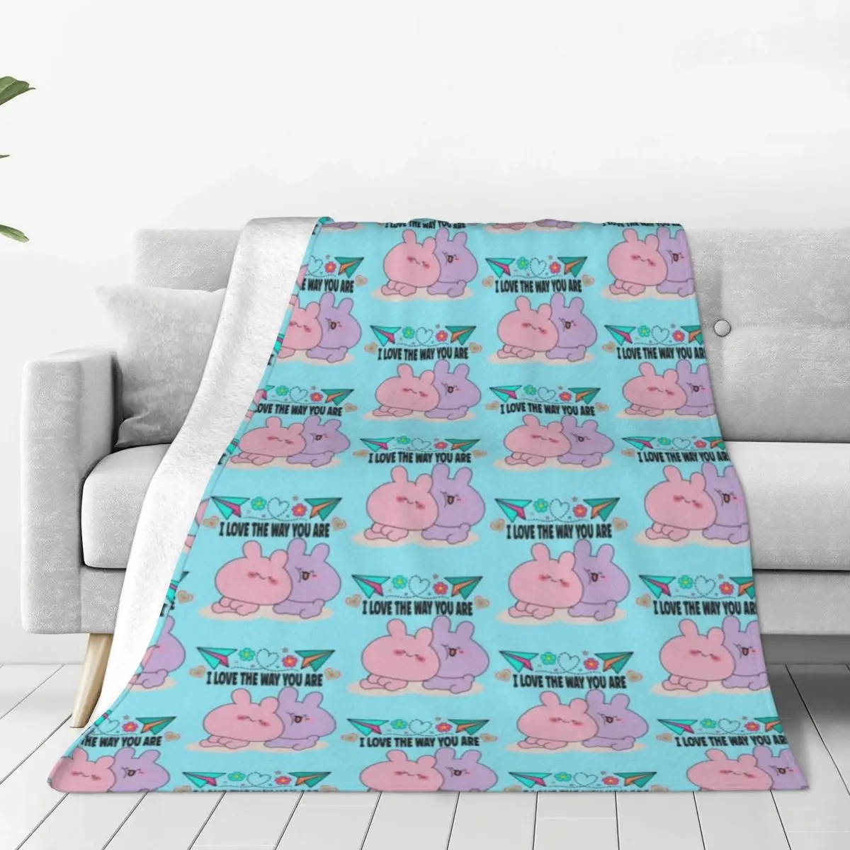 Pink And Blue Romance With Hearts And Flowers Blanket Sofa Bedroom Bed Home Office Nap Blanket Car Travel Picnic Blankets Gift