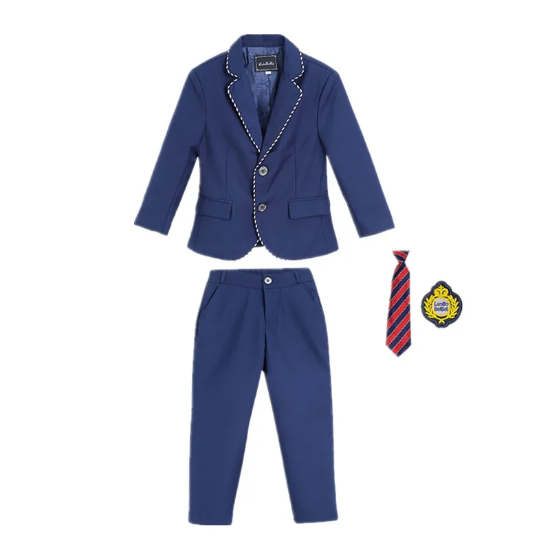 Boys Girls Formal Ceremony Costume Children\'s Brithish Style School Uniform Kids blue Jacket Pant/Skirt Photography Suit