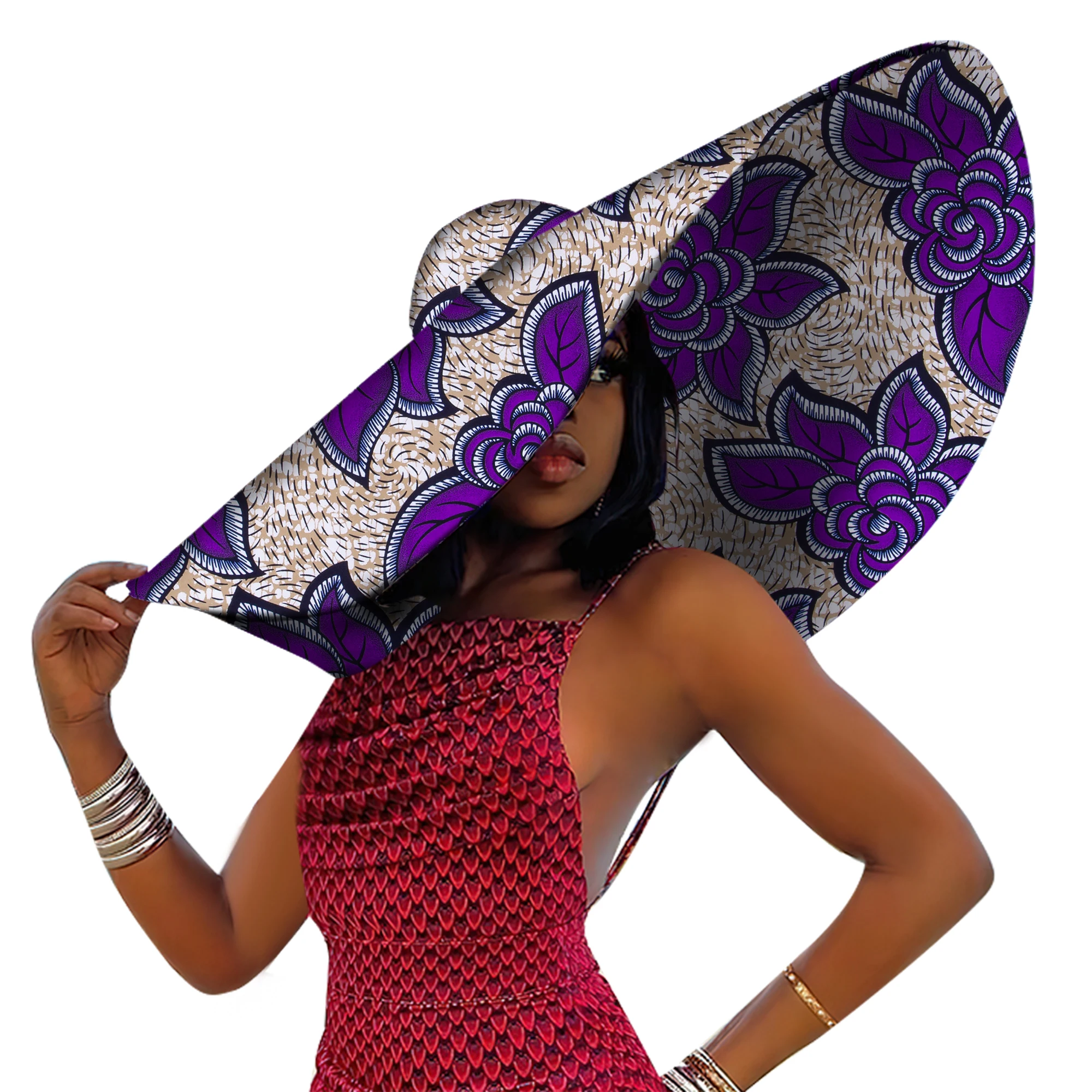 African Women Hat Summer Beach Hats Large Brim Sun Protection Fashion Ankara Cap Hat Customized Product