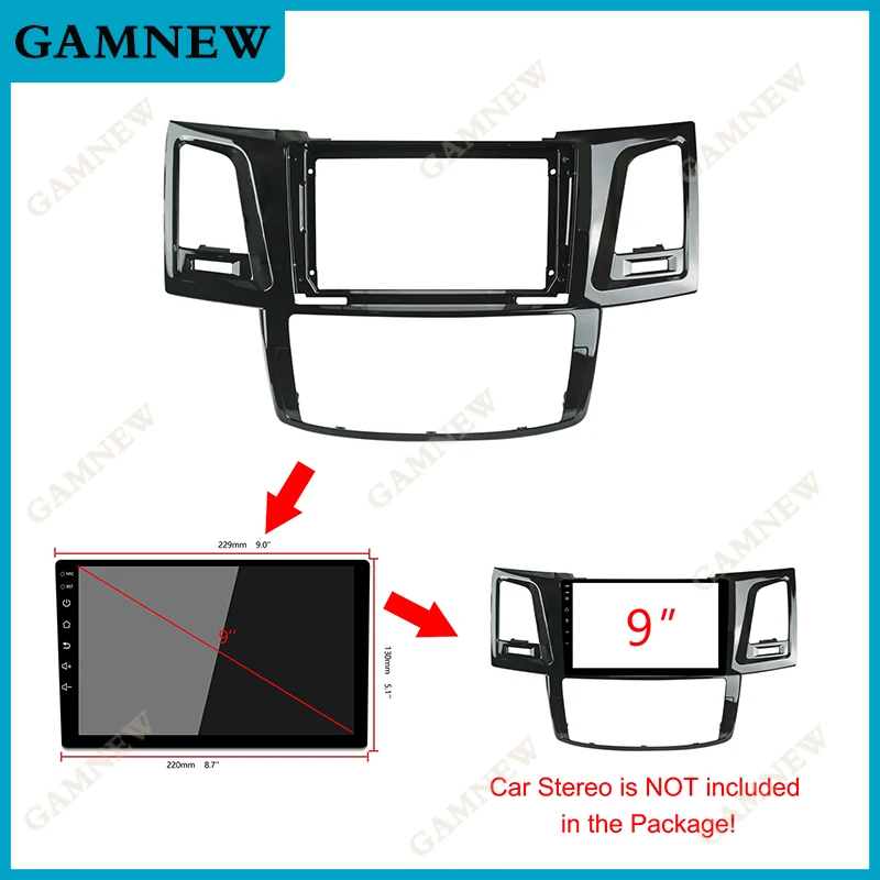 2Din 9 Inch Car Radio For Toyota Fortuner Hilux MT 2007 2008 2012 2014 2015 Multimedia Video Player frame