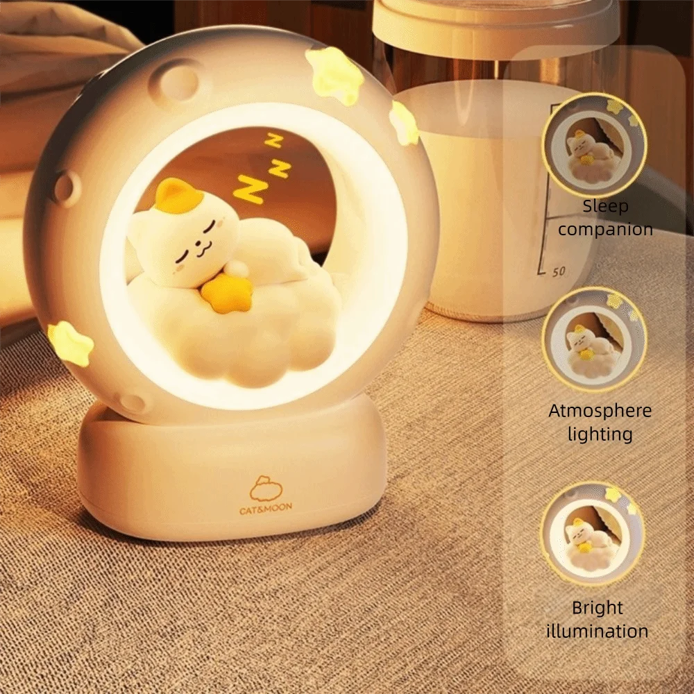USB Charging Rabbit Cat Night Light Soft Light Adjustable Brightness Cartoon Rabbit Lamps Decorative Eye Protection