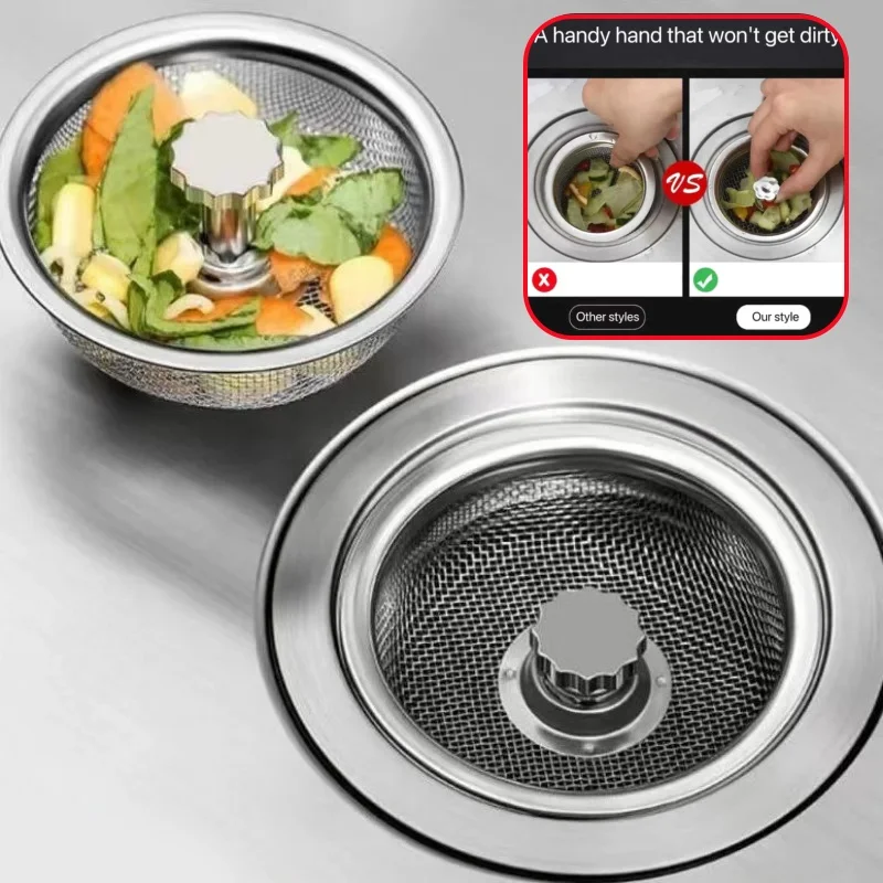 

Kitchen Sink Stainless Steel Filter Sewer Mesh Strainers Bathroom Sink Floor Drain Hair Waste Filter Drain Basket Hole Filter