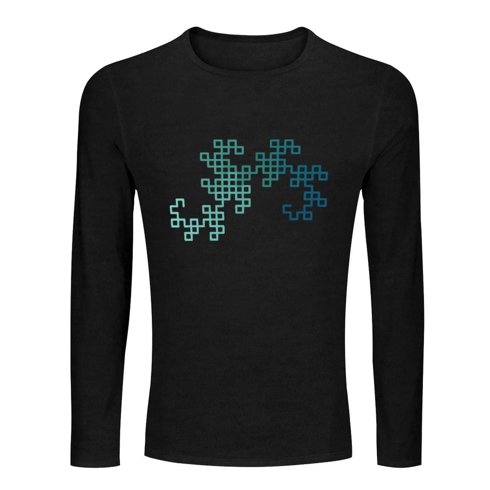 Dragon Curve Fractal - 8 Steps Gradient Long T-Shirt Oversized t-shirt korean fashion men t shirts