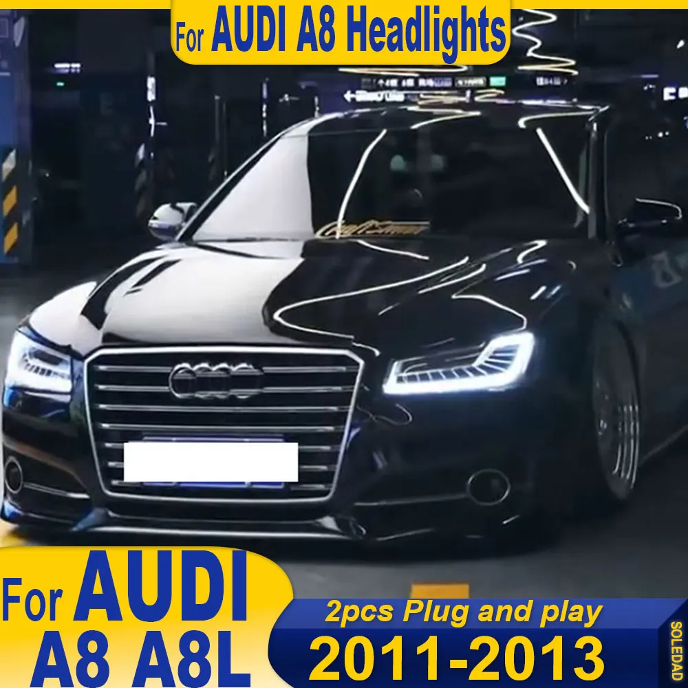 LED Head Lamp for Audi A8 A8L LED Headlight 2011-2013 Headlights A8 DRL Turn Signal High Beam Projector Lens Plug and play