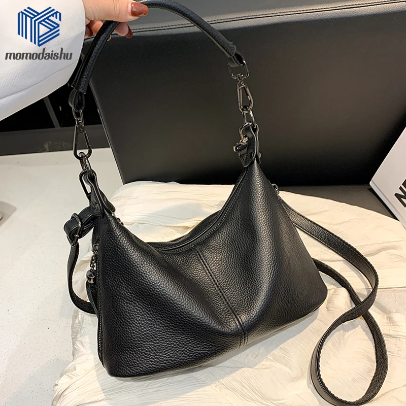 High Quality Top Quality Genuine Leather Women Shoulder Bag Long Strap Doctor Bags Vintage Woman Handbag Cow Leather Women Bags