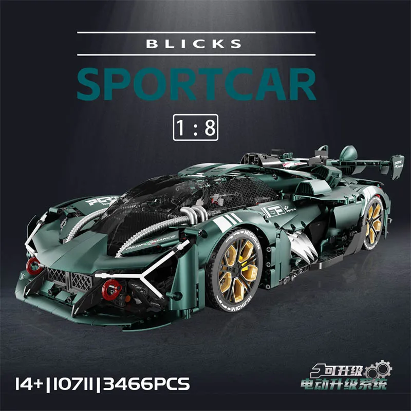 IN STOCK 10711 3466pcs MOC 1:8 Technical RC Sports Car Building Blocks Bricks Assembling Model Children\'s Toys Christmas Gift