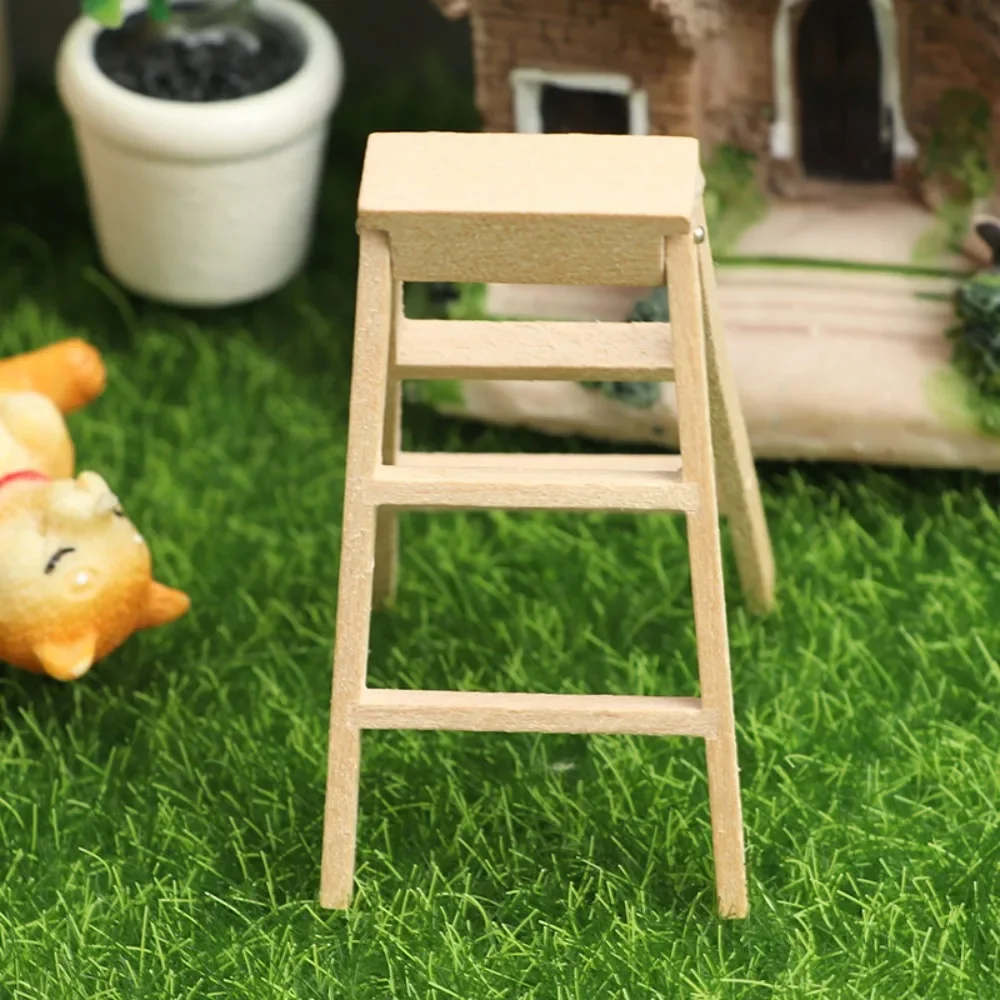 Miniature Model Wooden Ladder Dollhouse Dollhouse DIY Red White Dollhouse Mini Ladder Creative Wooden Creative Figurine Stairs