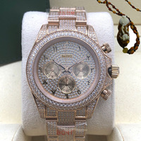Customized LogoFashionable 40mm men's watch, diamond watch with Arabic numerals, mechanical movement and calendar window, men's