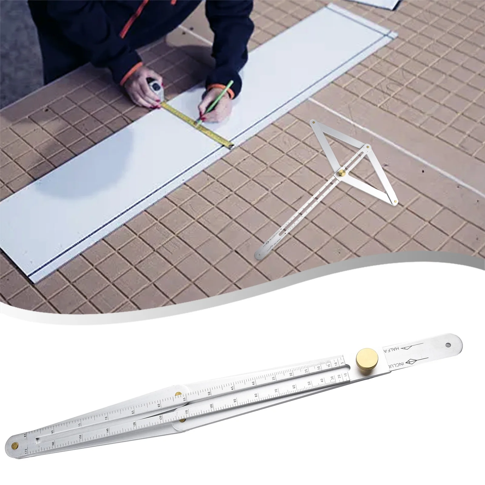 Efficient Stainless Steel Protractor, Four Sided Ruler for Quick and Easy Measurements, Perfect for Various Materials
