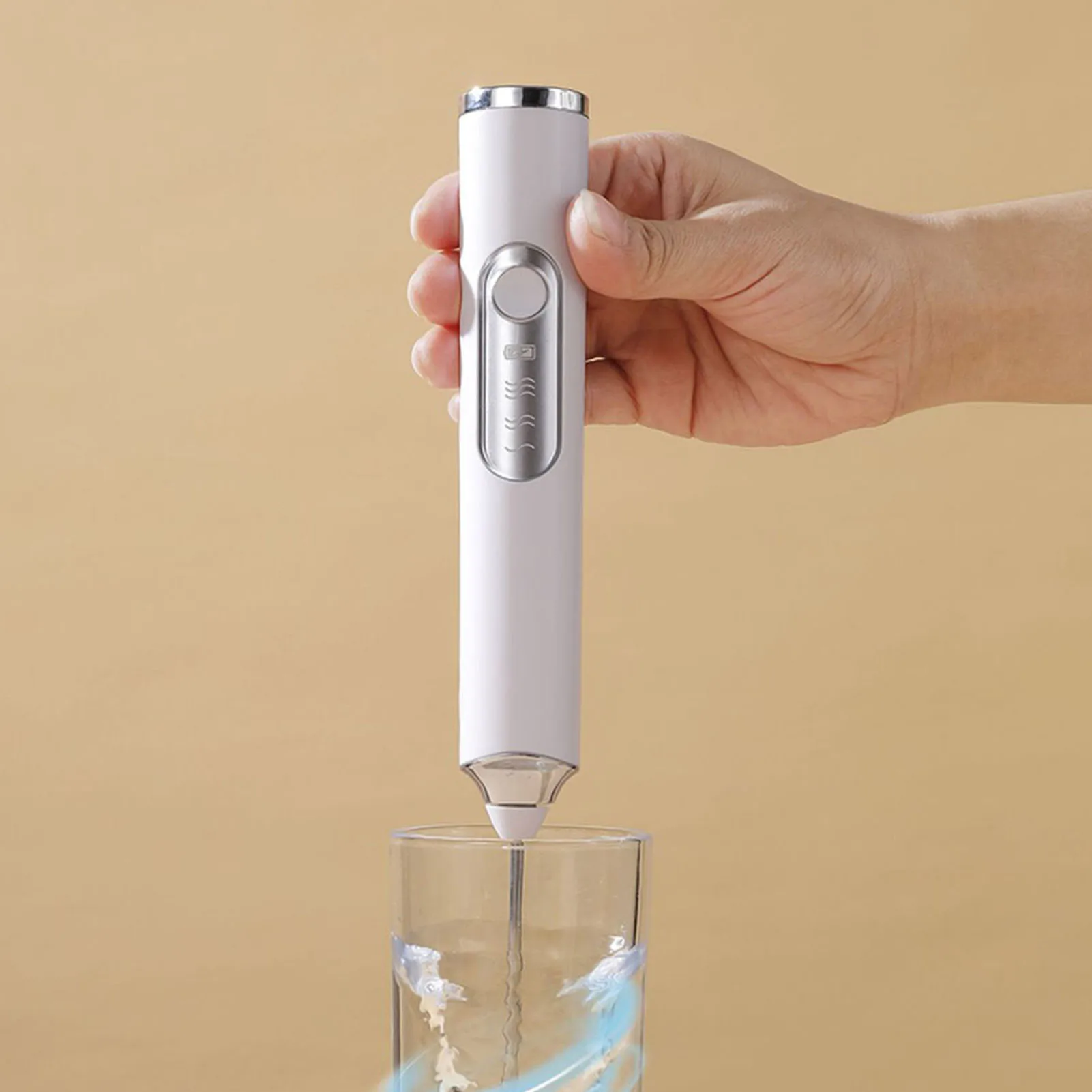 Batedor de leite sem fio 3 em 1 - Batedor recarregável de alta velocidade de 6000 RPM para café, panificação, comida para bebê com cabeça de aço inoxidável