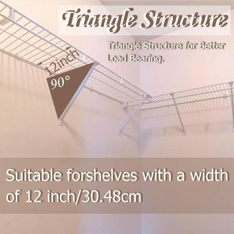 6pcs Rusts Proof Shelf Brackets with Mounting Accessories Complete Set Not Corrosion Coating Device for Strong Support M4YD