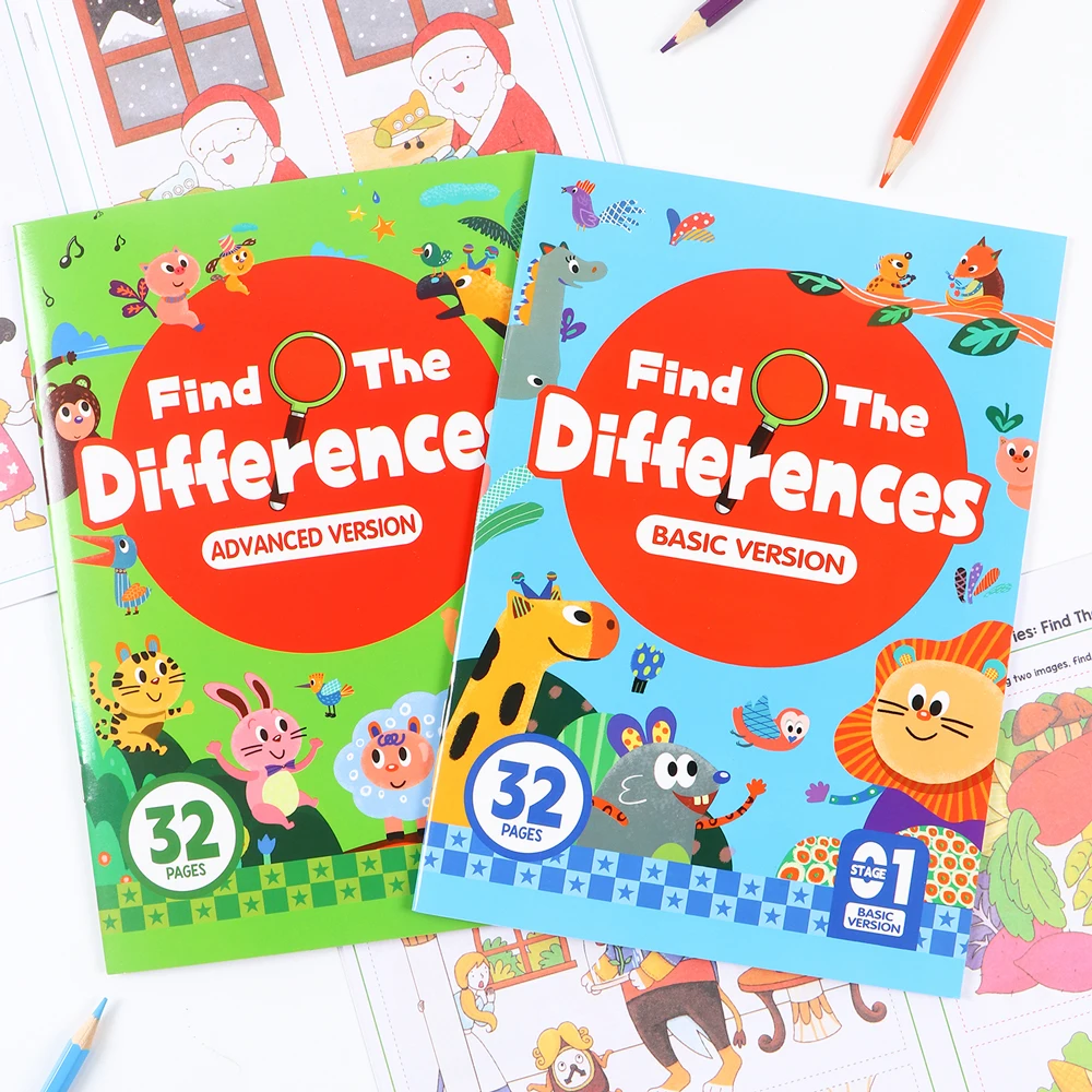 Kids Hidden Differences Activity Book: 32Memory & Focus Training Exercises Visual Perception Educational Brain Training Workbook