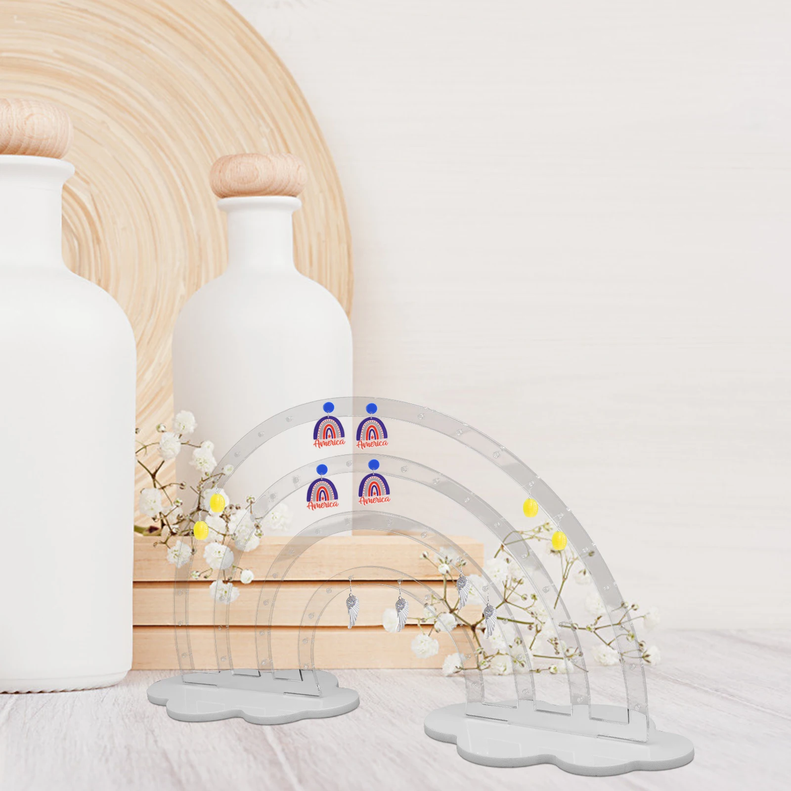 

2 шт., акриловый держатель-органайзер для девочек, радужная подставка для сережек, стеллаж для выставки товаров ювелирных изделий, стеллаж для хранения сережек, подарок для женщин и детей